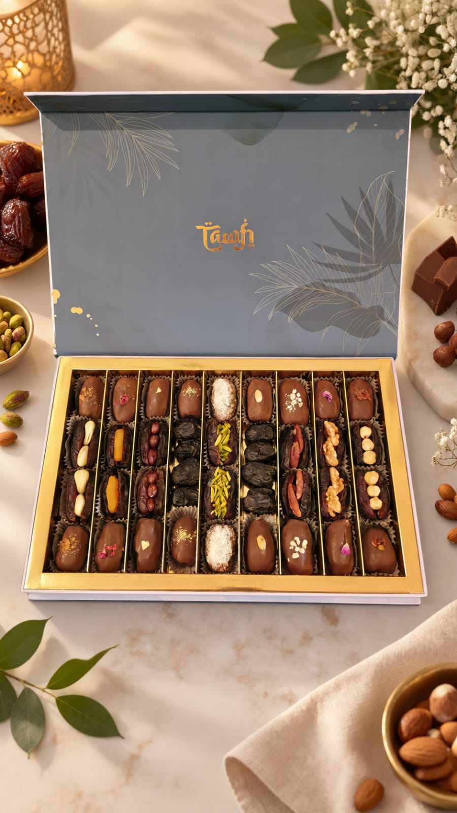 Hybrid Premium Box with its complete lid and date assortment visible